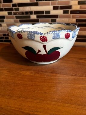 Decorative Fruit Ceramic Mixing Bowl Set of 3- Red/Green/Blue